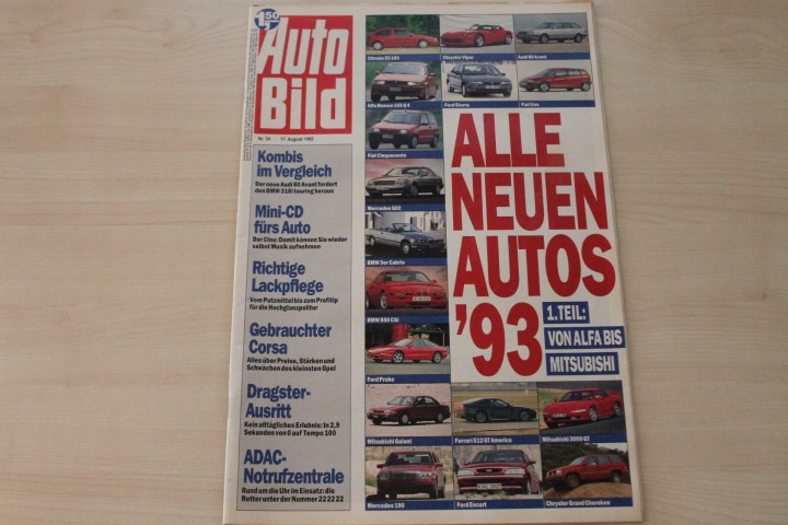 Deckblatt Auto Bild (34/1992)